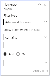 Advanced filtering option.